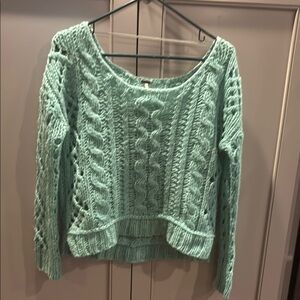 Mint Green Cable Knit Sweater